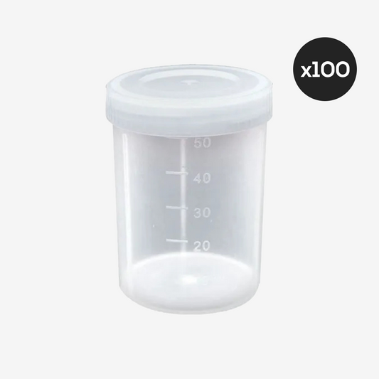 Pote Coletor Universal 50ml Estéril Sem Pá C/100 Unidades