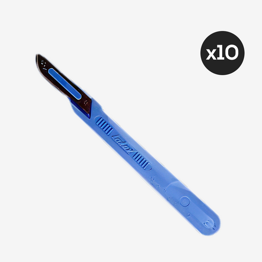 Bisturi Descartável Estéril C/ Cabo e Lâmina Aço Inox 10 Un