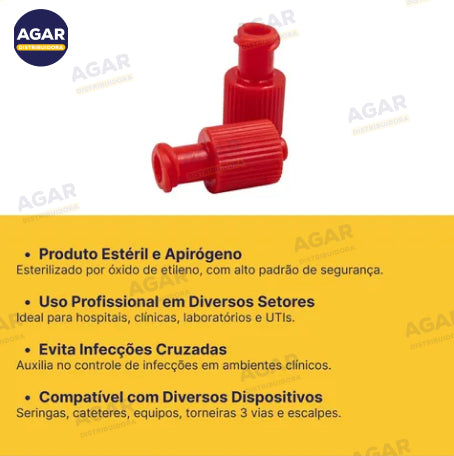 Tampa Protetora Estéril Luer Lock Slip Macho E Fêmea C/100 Unidades