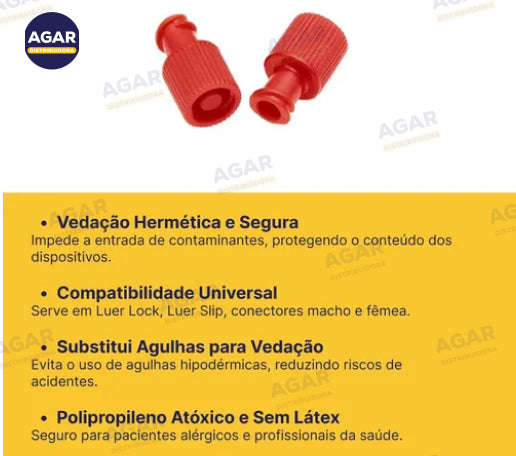 Tampa Protetora Estéril Luer Lock Slip Macho E Fêmea C/100 Unidades